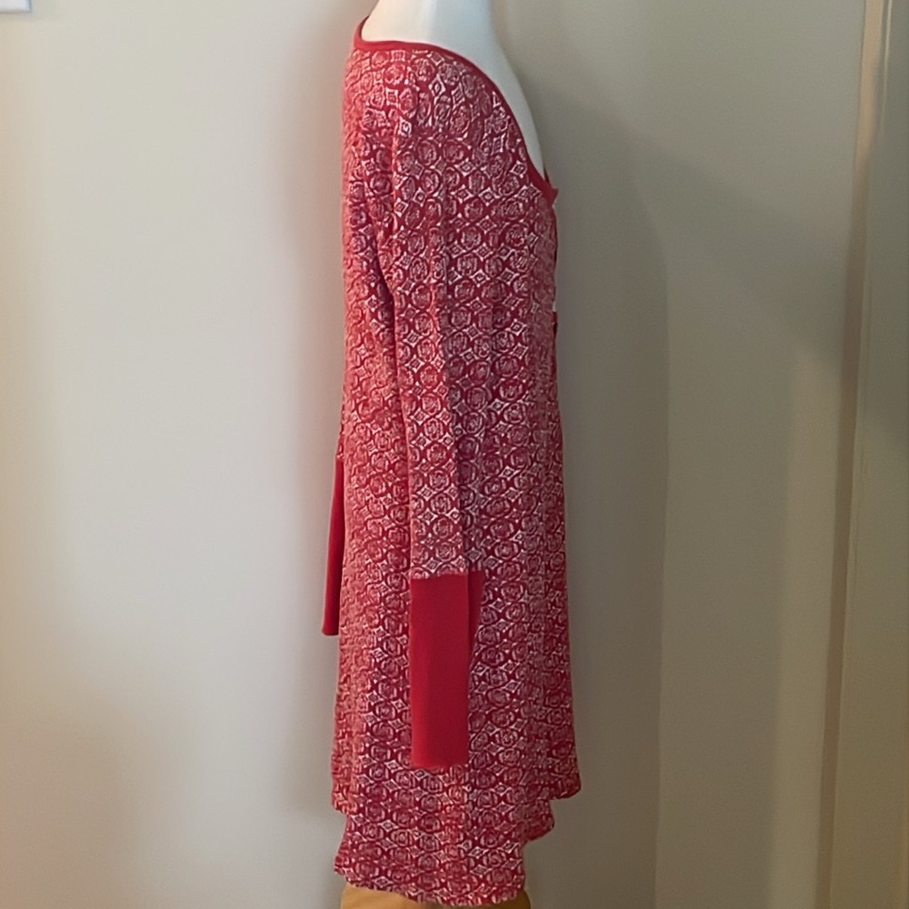 EUC~Woman’s XL Lucky Brand Red/White Button Detailed Long Sleeved Nightshirt - Picture 5 of 7